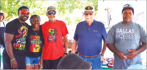 HONORING THOSE WHO SERVED – Veterans were honored this past Saturday at the annual Juneteenth celebration held at L.G. Griffin Park. Pictured are Endurance Childers, Joyce Howard, William Dailey, Bill Powell and Donald Williams. (Staff photo)
