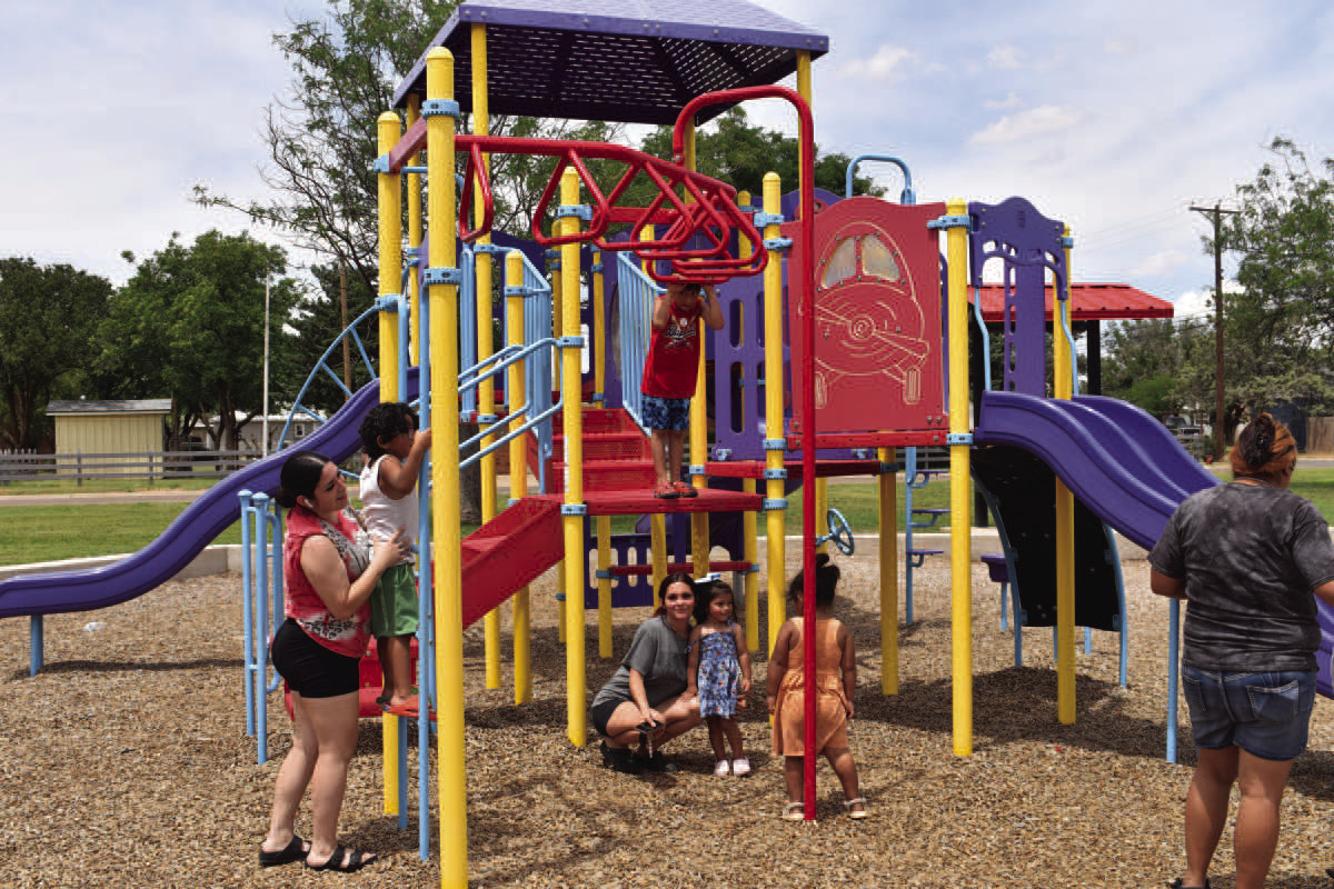 LET’S PLAY - Residents are pictured playing at Bartlett Park this past week. After the much-needed rain, temperatures were just right for residents to enjoy local parks. (Staff photo by C.R. Calhoun)