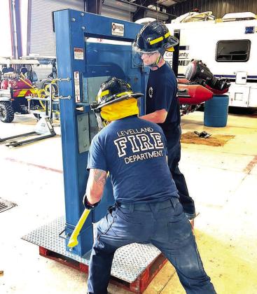 FORCIBLE ENTRY - Levelland FD firefighters participated in forcible entry training (LFD photo)
