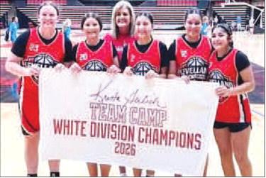 WHITE DIVISION CHAMPS - Levelland JV basketball players attended the Krista Gerlich Team Camp and claimed the White Division Championship with a title game win over Amarillo Tascosa JV. The accumulated victories against Lubbock Cooper JV and Shallowater JV. (Levelland ISD photo)