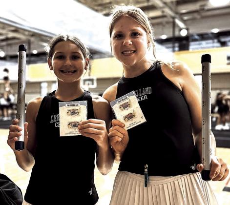 The UCA Cheer Camp Pin It Forward Award was presented to LHS Varsity Cheerleaders Co-Captain Mattie Buxkemper and JV Cheerleader Khloe Roberts. (photo courtesy of LISD)