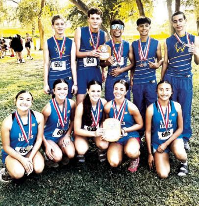 Whiteface Varsity Lady Lopes won the District Championship with individual placings: 2nd - Lainey Sanders, 2nd, Kambry Sanders, 4th, Rhaelyn Bracey, 7th, Kaylee Gonzalez, 14th, and Audrey Ibarra, 17th. Whiteface Varsity Boys are District Runner Up - Jonathon Campos, 6th, Esi Borunda. 7th, Braxton Davidson, 8th, Josh Perez, 13th, and Hunter Martin, 28th. The teams advance to Regionals to be held Oct. 27.