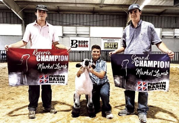 Hockley County Exhibitor Tristan Neal won a Grand Champion and Reserve Champian title with his market lamb at the Permian Basin Fair.
