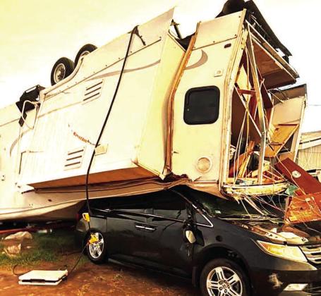 STORM DAMAGE - The Tuesday thunderstorm caused significant property damage near FM 303 between Sundown and Levelland. (photo courtesy of Muriah Baty)