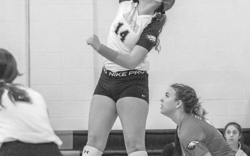 SOFT TOUCH - Ropes Lady Eagle Madison Reyna hit the ball over the net to get Ropes an easy point. (Photo courtesy of Donovan Martin)