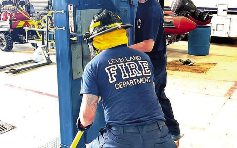 FORCIBLE ENTRY - Levelland FD firefighters participated in forcible entry training (LFD photo)
