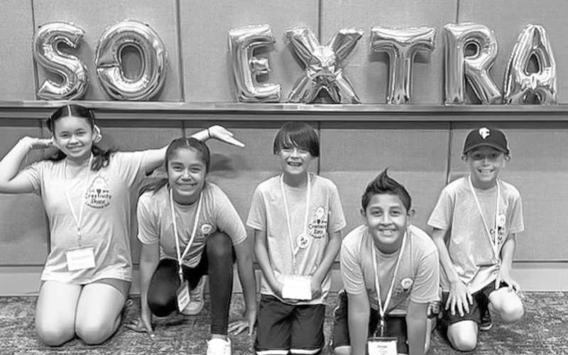 GLOBAL COMPETITION - The 4th grade Destination Imagination students from Capitol Elementary competed in the Global Competition in Kansas City at the end of May. They competed in the So Extra category which is an improvisational challenge. Pictured from left to right are: Emilee Arriaga, Lexi Olivo, Zachariah Castillo, Declan Jaramillo and Dylan Slape. Not pictured is Joey Wheeler. Coaches for the group included Mrs. Pam Alexander and Mrs. Barbara Utley. (Photo courtesy of Pam Alexander)