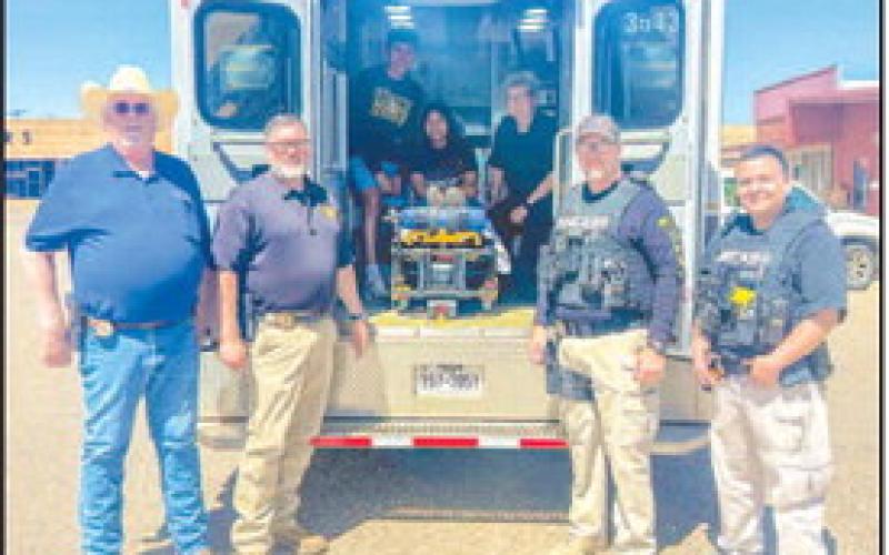 MAKINGADIFFERENCE – Cochran County held a Shattered Dreams event this past week that involved students from Morton ISD and public safety groups from within Cochran County. Pictured are, Constable Ricky Davidson, Chief Deputy Jody Guerra, E.J. Rivas, Alexiah Garza, Bobby Mason, Sgt. Scivally, Deputy Madrid for the Shattered Dreams Program. Shattered Dreams is a dramatization of an alcohol related crash on a high school campus. (Photo courtesy of Cochran County)