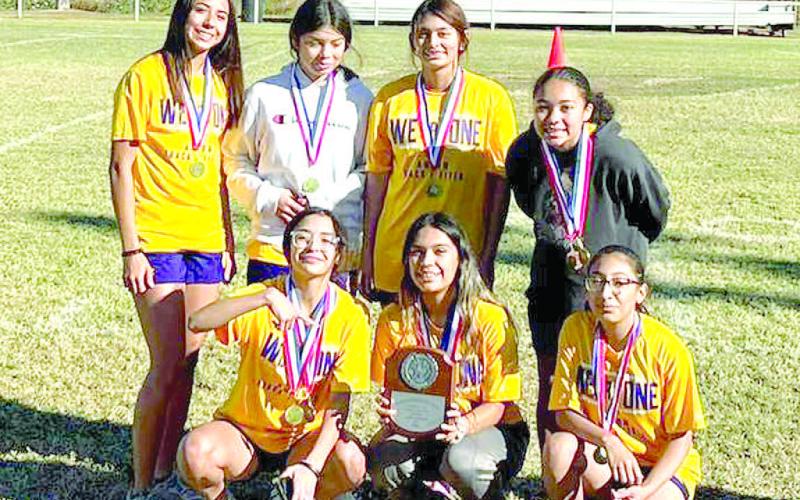 DISTRICT 7-1A XC CHAMPIONS - The Anton Lady Dogs’ varsity cross country team won the District 7-1A Cross Country Meet on Tuesday, qualifying them for Regionals, which will take place on Oct. 24th and 25th at Mae Simmons Park in Lubbock. (Submitted Photo)