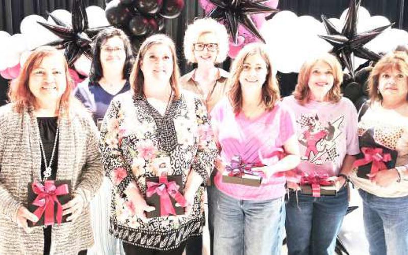 LISD 15 YEARS OF SERVICE AWARD - Mixie Clowe, Casey Crtichfield, Vicki Estrada, Mirtha Garza, Patty Humphreys, Tammy Torres and Nancy Southerland. (Levelland ISD photo)