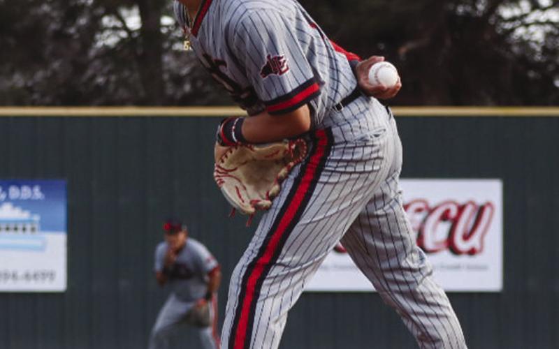 AT THE MOUND - Levelland Lobo Boston Winfield read his teammates signs during the teams game against the Sweetwater Mustangs last Friday at home. (Staff photo by Aalijah Soliz)