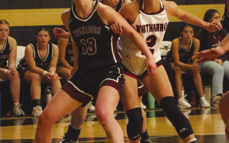 NEVER GIVING UP - Whitharral Lady Panther Madi Chavez fought around the box out during the team’s last game of the season against Texline on the road. (Staff photo by Aalijah Soliz)