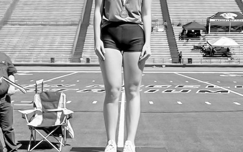 FIRST PLACE - Levelland Loboette Addison Campbell placed first place in Pole Vault during her team’s track meet in San Angelo. (Photo courtesy of Nelda Munoz) track meet in San Angelo. (Photo courtesy of Nelda Munoz)