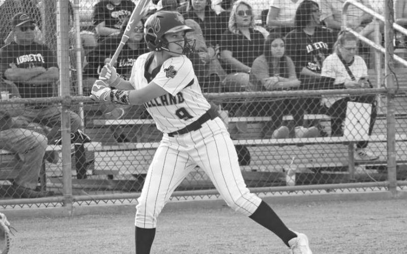 POWER SWING - Levelland Loboette Aubriana Rivas took the plate during her team’s game last Friday as the home team against the Sweetwater Lady Mustangs. (Staff photo by Aalijah Soliz)
