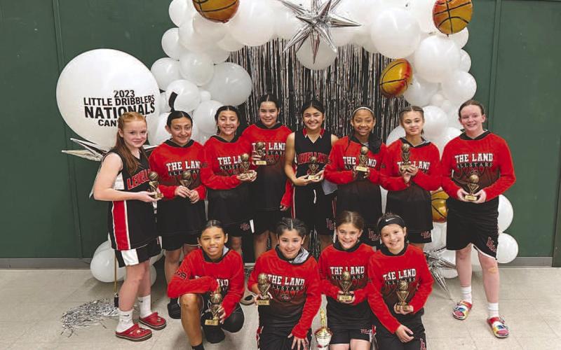 MAJORS- Three Levelland Girls Little Dribblers All-Star Teams traveled to Canton, TX to compete in the Little Dribblers National Tournament. The major league girl’s team placed third overall. Team Members Include: Kaedyn Boggs, London Branch, Briley Diaz, Kaydence Gomez, Jillian Lopez, Reese Lopez, Neveah Luna, Hadlee Martinez, Paisley Neal, Bailey Scott, Hayden Shanklin, and Laken Smith (Photo Courtesy of Kylie Boggs).