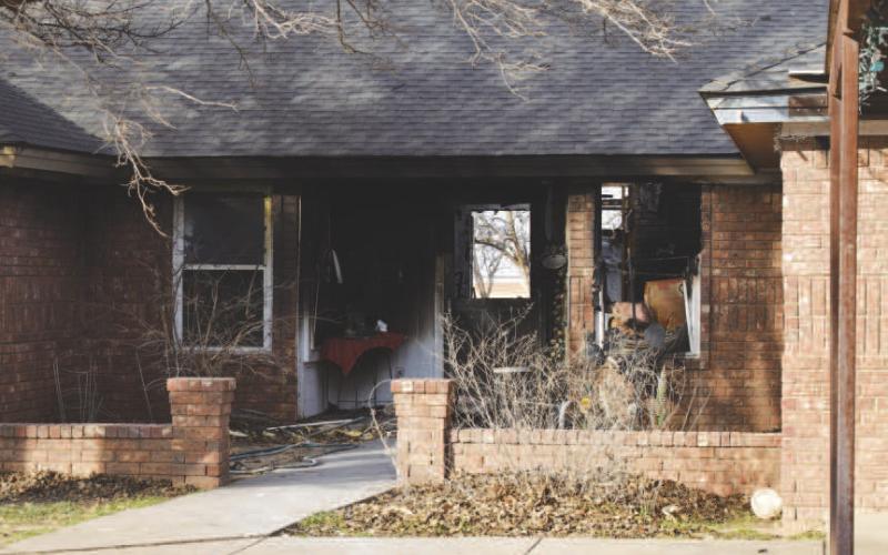 STRUCTURE FIRE - The Levelland Fire Department responded to the 900 block of Robin Road, January 15, in reference to a structure fire that had began inside the residence. Additional units were needed to suppress the fire as the home was fully engulfed. (Staff Photo by Samantha Nowell)