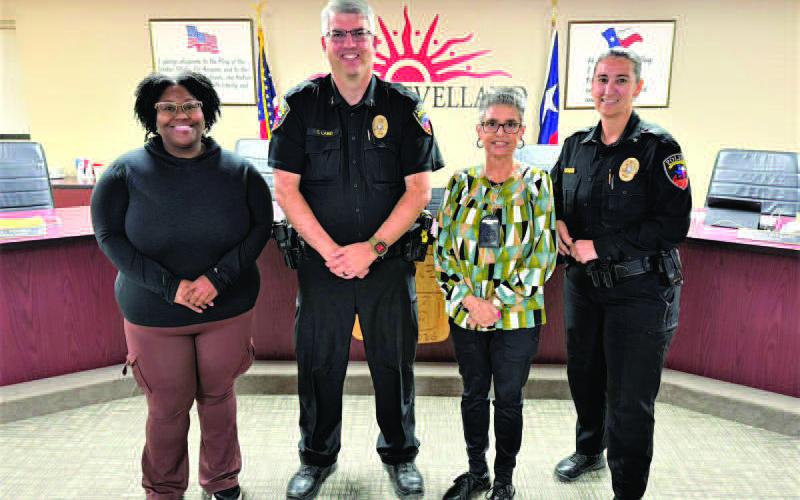 RECOGNITATION OF SERVICE-- The City of Levelland and Police Chief Erica O'Bryon recognized the following employees for their years of service: (left to right) Terez Ramos, Law Enforcement Communications,10 years; Capt. Ty Land, Levelland Police Department, 20 years; and Donna Edwards, Levelland Police Department, 20 years. (City of Levelland photo)