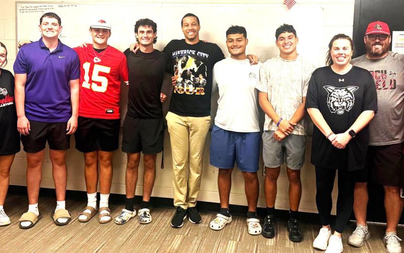 The Levelland High School FCA welcomed former Texas Tech and Team USA high jumper and FCA South Plains representative Trey Culver at the last FCA meeting. Students had the opportunity to hear Culver share stories from his athletic career his personal testimony and how God transformed his life throughout his journey. (LISD photo)