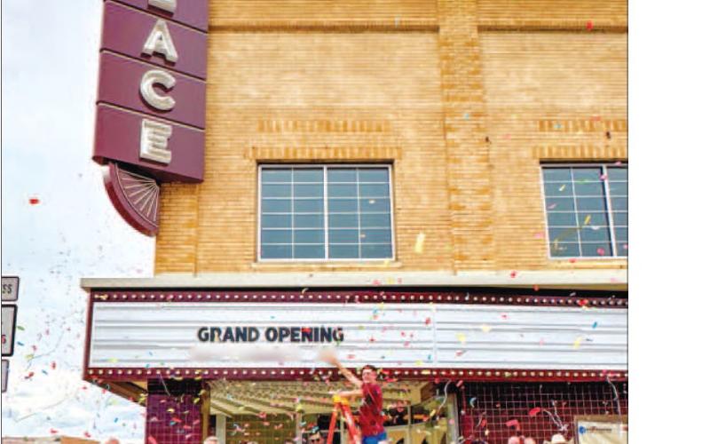 HISTORIC REOPENING SET - The Wallace Theater Board has announced the Wallace will be reopening Saturday, September 20. A small gathering was held in front of the Wallace Theater this past week celebrating the announcement. Pictured are those in front of the Wallace Theater who have been part of or have supported the revitalization of the Wallace Theater. (Photo courtesy of the Wallace Theater)