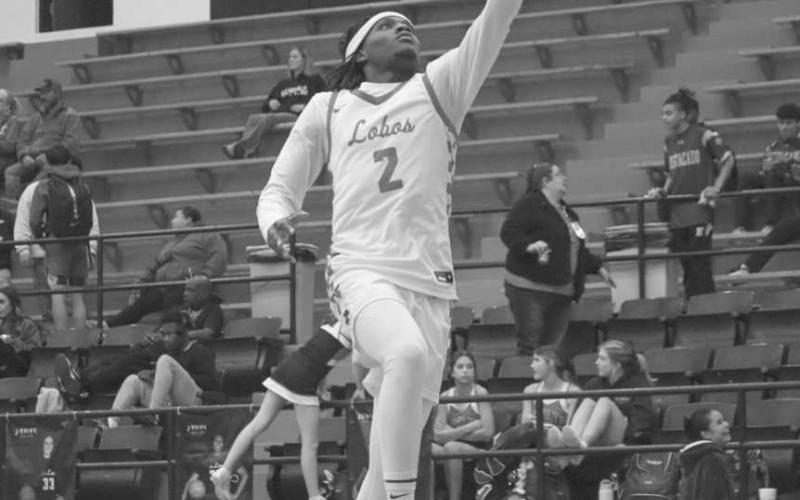 WARM UPS - Levelland Lobo Elijah Jordan layed the ball up during warm ups in Levelland’s Senior Night this past Tuesday against the Matadors. (Staff photo by Aalijah Soliz)