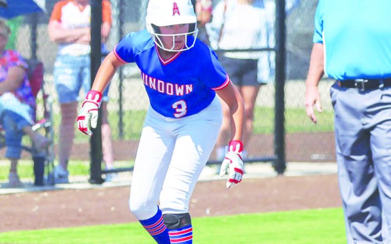 SEND ME COACH! - Pictured is Sundown Roughette Destiny Garza was a force on the base paths during the semi-final championship series against the Muenster Lady Hornets this past weekend. The Sundown Roughettes continue to make history as they were crowned UIL 2A Division 2 State Semi-Final Champions after sweeping Muenster The Roughettes will be competing for the UIL 2A Division State Championship in Austin against the Shiner Lady Comanches. (Photo courtesy of Sundown ISD)