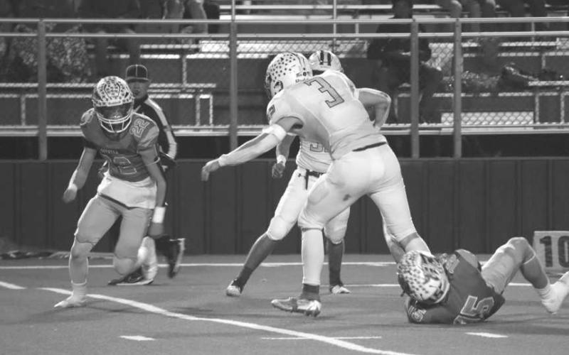 OUT OF MY WAY - Whiteface Antelope Ethan Kauffman made a great run in the teams playoff loss ending the game with 340 rushing yards and six touchdowns. (Staff photo By Aalijah Soliz)