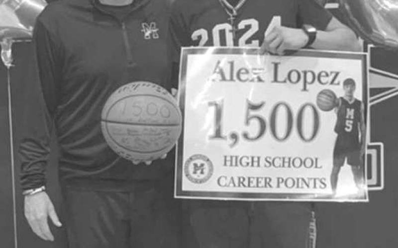 MILESTONE - Morton Indian Alex Lopez earned his 1500 career point last Tuesday in the teams win against the Anton Bulldogs in basketball district play. (Photo courtesy of Morton ISD)