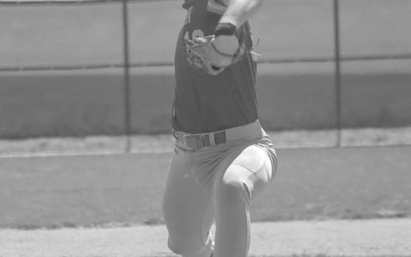 STRIKE - Sundown Roughneck Rayden Flores pitched for the Sundown Roughnecks this past Thursday in the team’s matchup against the Ropes Eagles as the visiting team. (Staff photo by Aalijah Soliz)