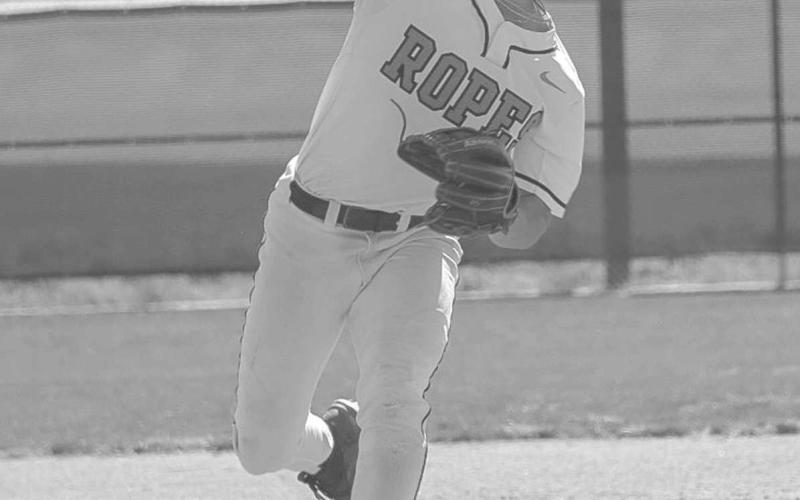 FAST BALL - Ropes Eagle Mason Marmolejo pitched against the Sundown Roughnecks this past Thursday at home for their first distrcit matchup. (Staff photo by Aalijah Soliz)