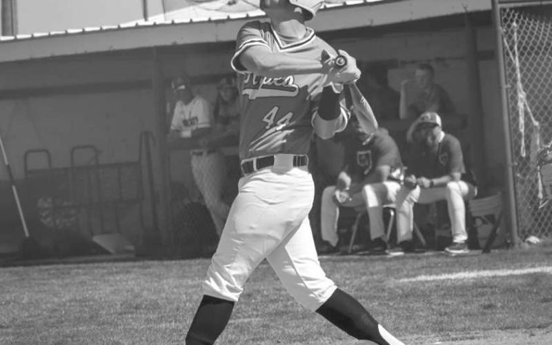 GOOD EYE - Ropes Eagle Braxxin Partington hit the ball this past Monday as the visiting team in Smyer for their matchup in UIL district play. (Staff photo by Aalijah Soliz)