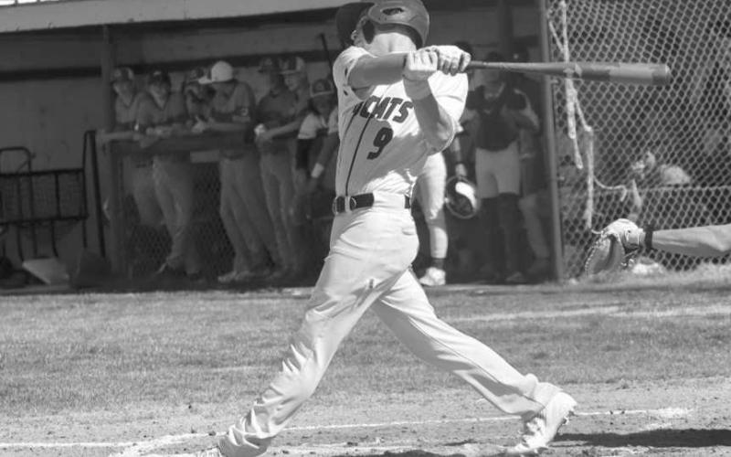 FULL POWER - Smyer Bobcat Kaden Price swung at the pitch this past Monday during the team’s game against the Ropes Eagles during district play. (Staff photo by Aalijah Soliz)