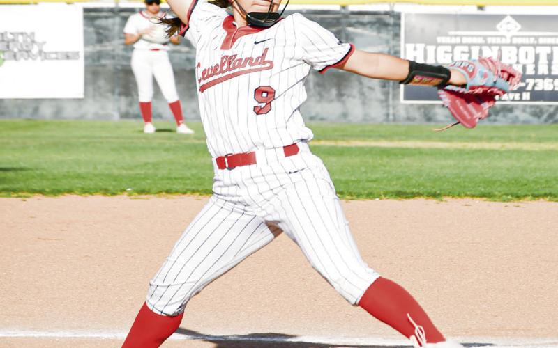 PITCH DELIVERY - Levelland Loboette Jocelynn Arriaga delivers a pitch during their district softball game against Estacado this past Friday night at Levelland High School. (Staff photo by Jentezen Smith)