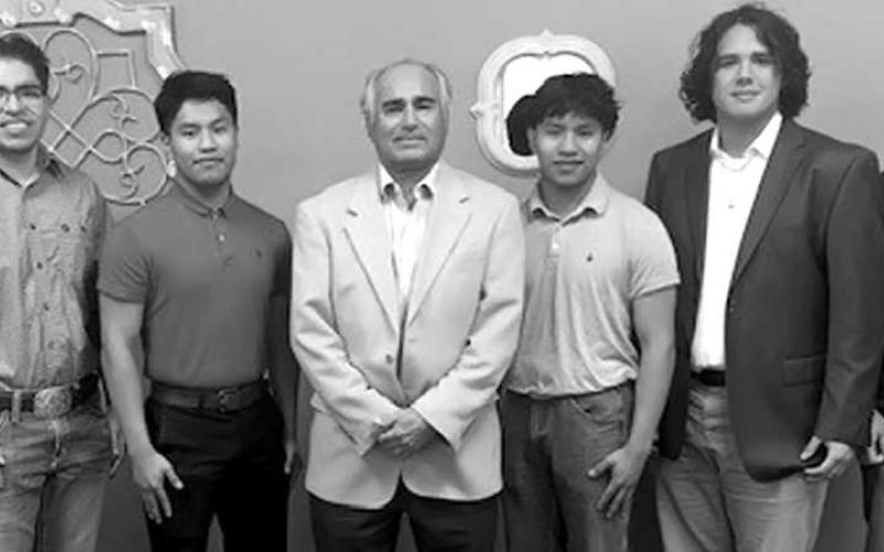 SCHOLARSHIP RECIPIENTS The South Plains College Foundation has received a $5,000 grant from the Xcel Energy Foundation to fund scholarships for students majoring in preengineering and mechanical engineering at the college. Pictured from the left are: Director of Development and Alumni Relations Jordan Flores, Enrique Tarango, Aaron Trejo, Xcel Energy Community Relations Ben Jaime, Emmanuel Trejo, James Lucero and Alexander Mejia.