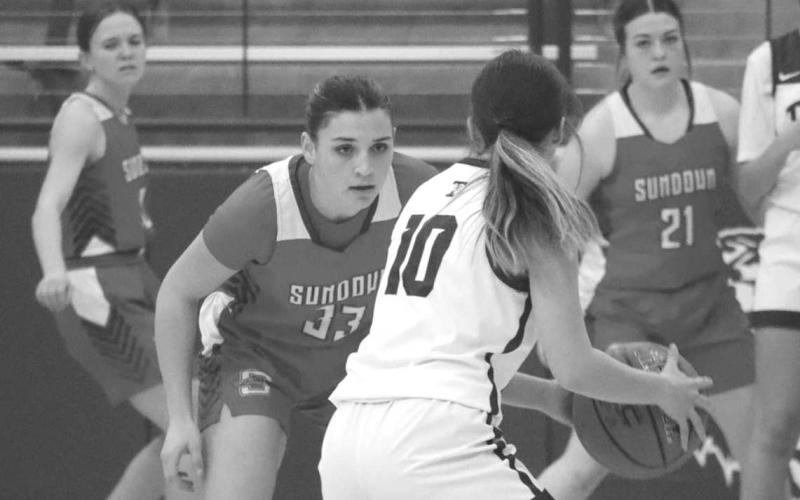 LOCKED IN - Sundown Roughette Allie McCormick locked down the Tulia offense during the teams contest in the Littlefield Tournament last week. (Staff photo by Aalijah Soliz)