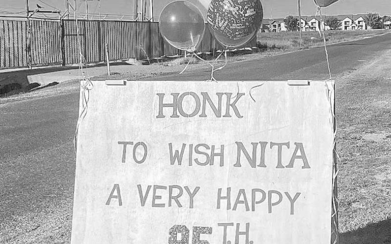 BIG CELEBRATION - Community members got the opportunity to send birthday wishes to Levellands’ Nita Crawford by simply driving by her home and honking their vehicles horn all day Tuesday. (Photo courtesy of Summer Simpson)