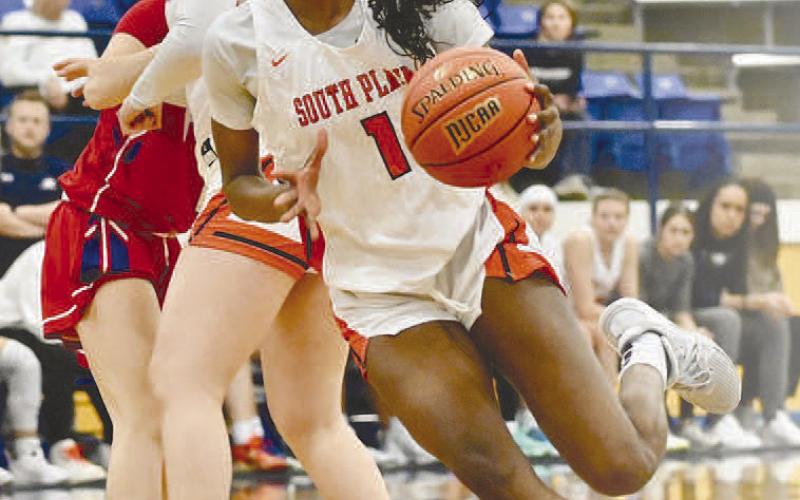DOUBLE DOUBLE- Celia Sumbane recorded a double-double Thursday night as the top-seeded South Plains College women’s basketball team bested Hill College 59-50 at the Tiger Pit to advance to the region semifinals. (Photo Courtesy of Jordan Irvine)