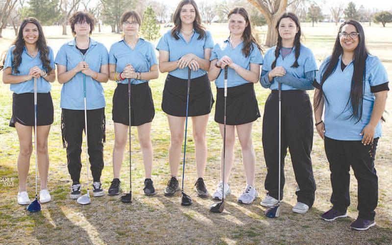 LOBOETTE GOLF- The Levelland Loboette varsity golf team is busy with their spring season in full swing. Pictured from left to right are: Aubrey Morin, Mia Kuhlers, Cali Hernandez, Abby Cirilo, Sage Barrera and Ashley Neal. (Photo Courtesy of Debbie Blackshear)