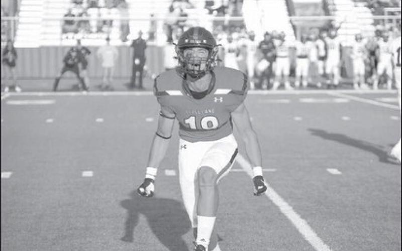 FIRED UP - Levelland athlete Austin Ellis made the play on the ball making a huge tackle for loss during the teams homecoming win last Friday against Lubbock High. (Staff photo by Dom Puente)