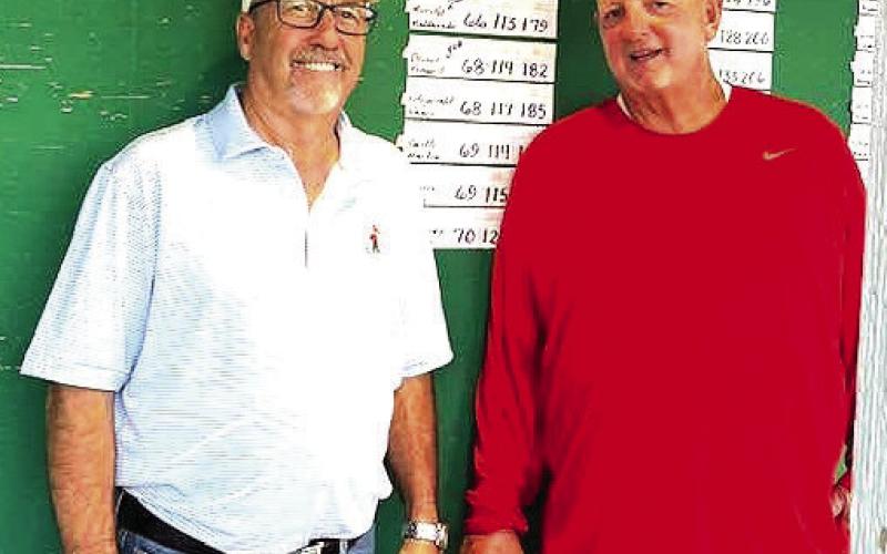 - Bobby Sansom and Terry Spradlin won the S.A.L.T golf tournament held at the Levelland Country Club this past weekend. (Photo provided by Levelland Country Club)