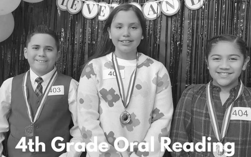 4TH GRADE ORALREADING WINNERS - First place Aurielle Gaona, Second place Jazzi Lawson and Third place Rebel Hill. (Photo courtesy of Cristal Isaacks)