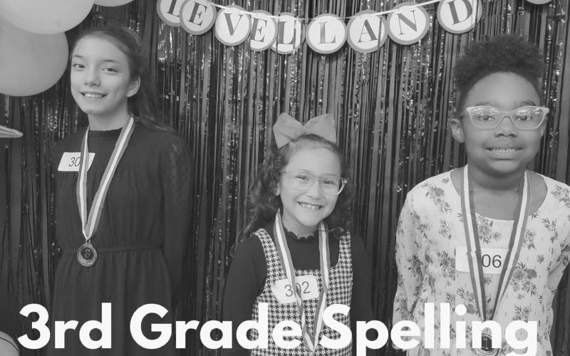 3RD GRADE SPELLING WINNERS - First place Shaylee Whitfield, Second place Lilly Luna and Third place Kaelyn Cuevas. (Photo courtesy of Cristal Isaacks)