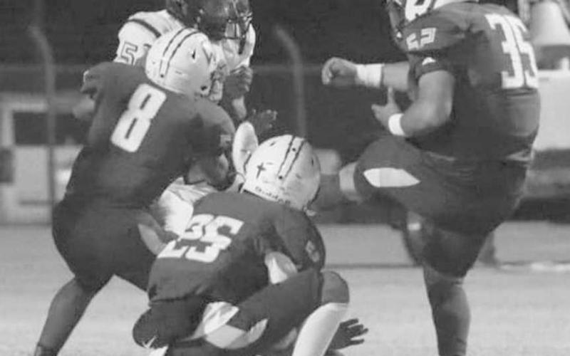 IT’S GOOD - Whiteface’s Damian Castaneda went 5-for-8 with one kick blocked in extra-point kicks to help the Antelopes to a 60-8 UIL District 3-1A1 high school six-man football win over O’Donnell in Whiteface last Friday. Extra-point kicks in six-man football are worth two points. The Antelopes will take on the Borden County Coyotes in Gail Friday at 7:30 p.m. for the district championship. (Photo courtesy of Holly Crutcher)