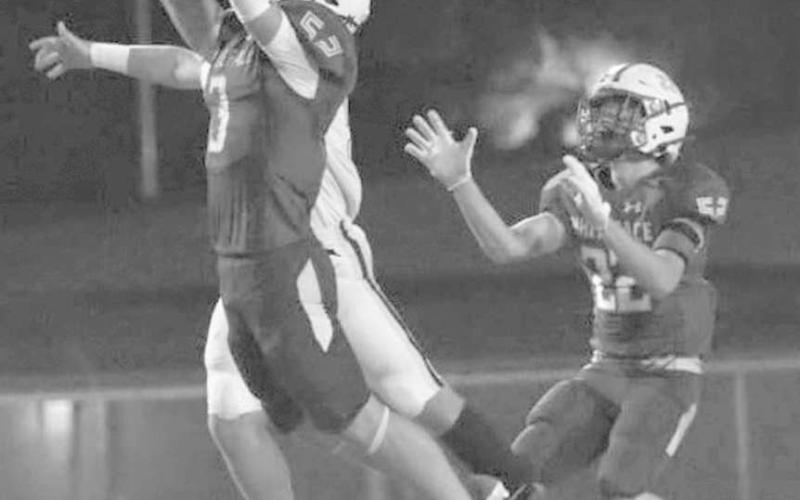 HIGH POINT - Ethan Kauffman had two catches for the Whiteface Antelopes Friday in a 60-8 UIL District 3-1A1 six-man high school football win over the O’Donnell Eagles. Both catches went for touchdowns. The Antelopes will be on the road Friday against the Borden County Coyotes in Gail at 7:30 p.m. for the district championship. (Photo courtesy of Holly Crutcher)