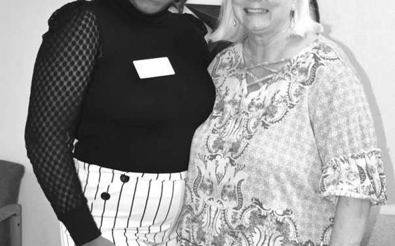 MARIGOLDS GUEST--Vincentia Griffin was the featured guest at the Levelland Marigolds Thanksgiving meeting Thursday at City Hall. Griffin is the new Life Enrichment Coordinator for Hickory Place Senior Living of Levelland and a life-long resident of Levelland. Also pictured is President of the Marigolds Donna Wheeler. The Marigolds meet every second Thursday of the month at City Hall. (Staff Photo)