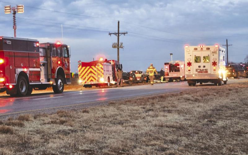THREE VEHICLE WRECK