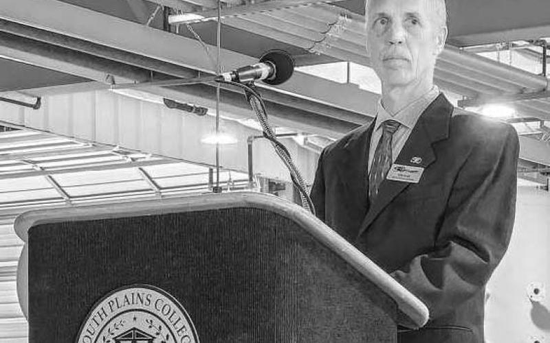 CREATING MORE OPPORTUNITY - South Plains College held a ribbon cutting celebrating the recently completed welding-expansion project that will allow more students to pursue an education in their respective field. Pictured is SPC Dean of Technical Education Rob Blair speaking on the college’s accomplishment and thanked everyone involved in the process of bringing the expansion into fruition. (Staff photo by Dom Puente)
