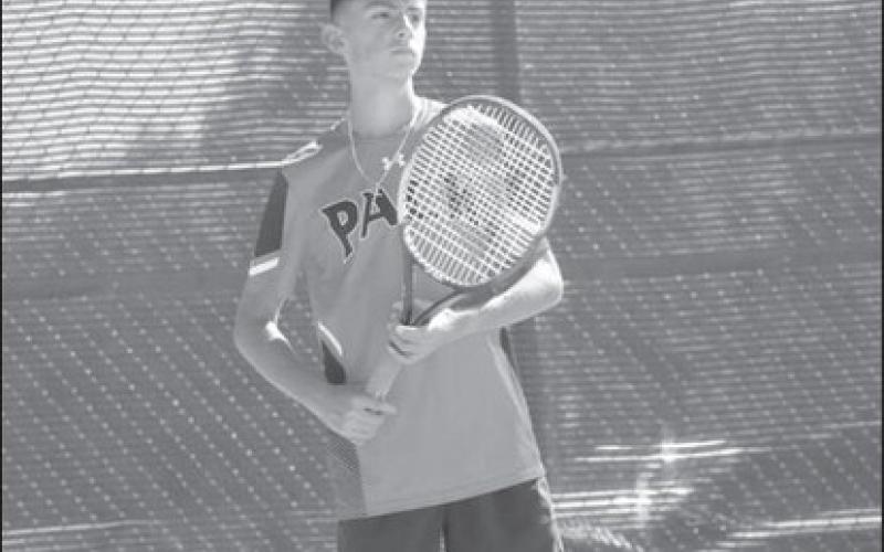 LEVELLAND TENNIS - The Levelland Lobos player of the month Eben Castillo played this past Tuesday in Levelland’s competition against Brownfield in his doubles match against them. The tennis team played against Seminole as the away team this past Saturday. (Staff photo by Aalijah Soliz)