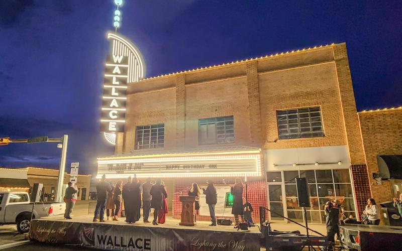 WALLACE THEATER MILESTONE - A fully lit Wallace Theater was celebrated during Thursday evenings lighting ceremony. A significant milestone for the Wallace, the lighting event was the icing on the cake as completion of a long list of renovations nears. The Wallace Theater Board of Directors attended the lighting event with dozens of community members sharing in the excitement of seeing the newly installed blade sign and marquee. A grand reopening is slated for December 2024. Lightbulbs for the marquee can st