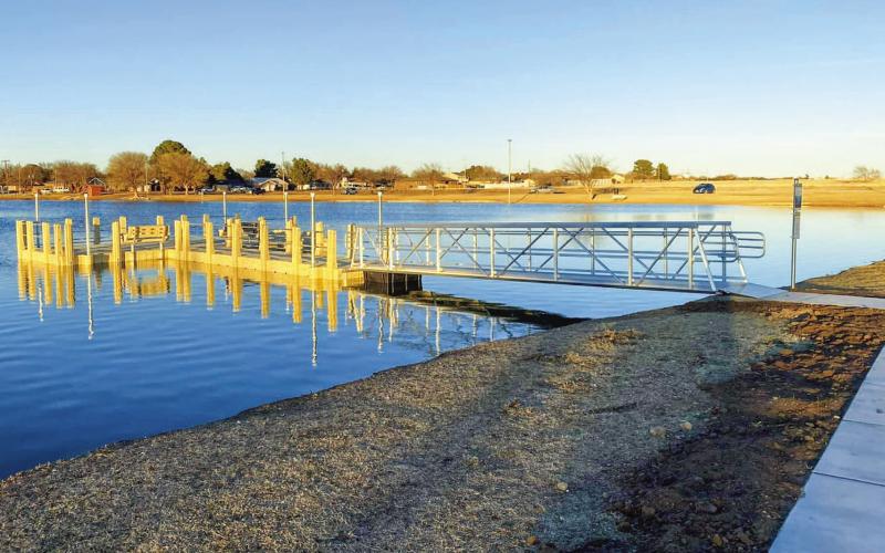 FISHING DOCK - City of Levelland Parks and Cemetery Director Justin Reichelt announced Thursday that the new fishing dock with a kayak launch is now open to community members at Brashear Lake. Trial work is also on-going at the park and may require dock closures throughout the next couple of weeks. The dock is also ADA compliant similar to the dock built at Lobo Lake. (Photo courtesy of the City of Levelland)