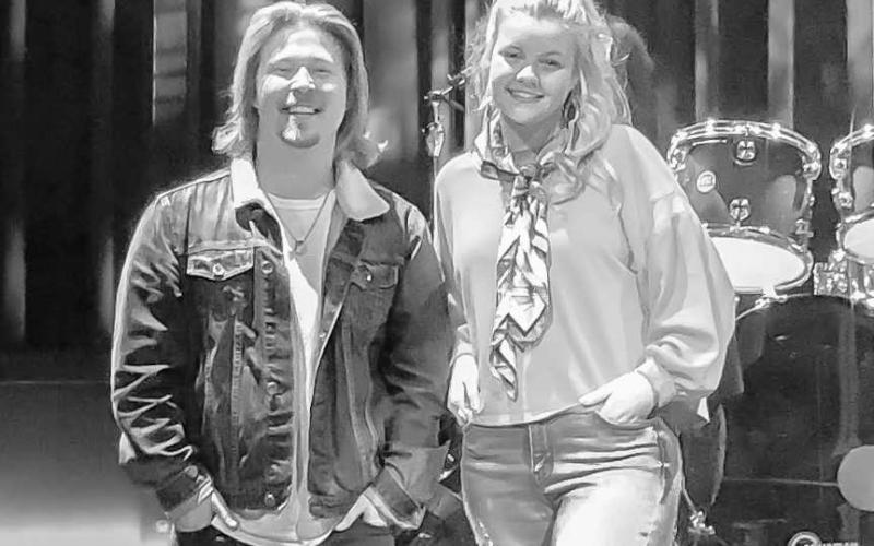 COMPETITION- Hadlie Jo Pritchard (right) and Jonny Hughes won in the high school/under 18 and adult divisions, respectively, of the second-annual Songwriter Competition hosted by South Plains College’s Commercial Music Department on April 4 at Tom T. Hall Studio on the Levelland campus. (SPC Photo/Jerry Serrano)